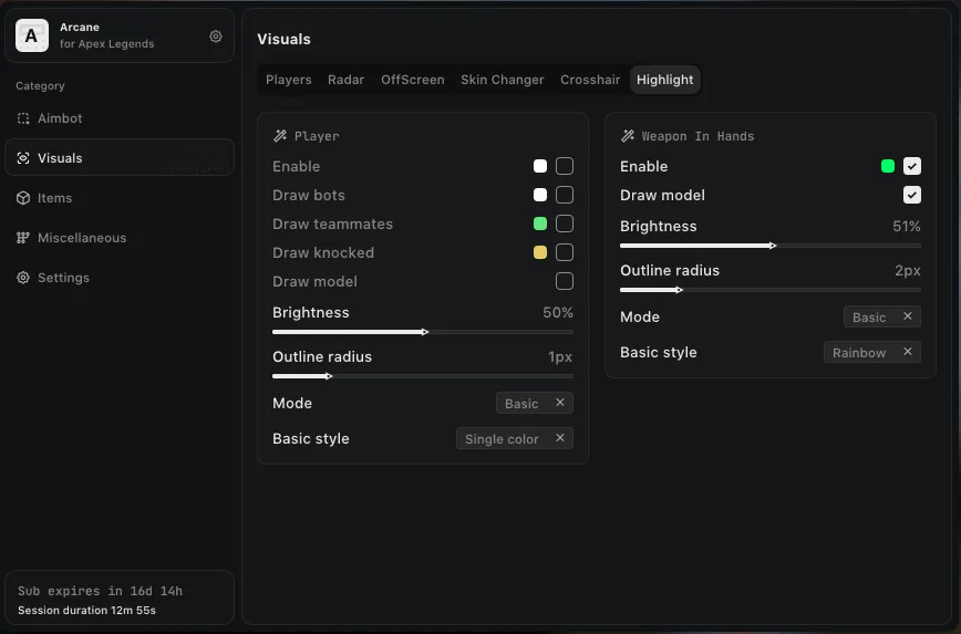 Apex Legends - Arcane Cheat Menu for Apex Legends - 12