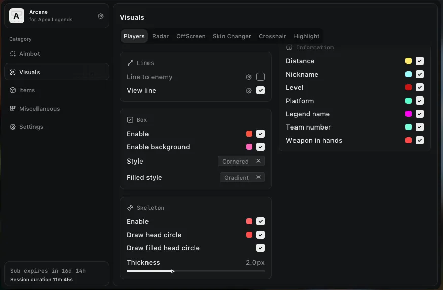 Apex Legends - Arcane Cheat Menu for Apex Legends - 14